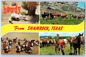 c1966 Texas TX Postcard Howdy From Shamrock Multi View Wild Animal Cage Posted