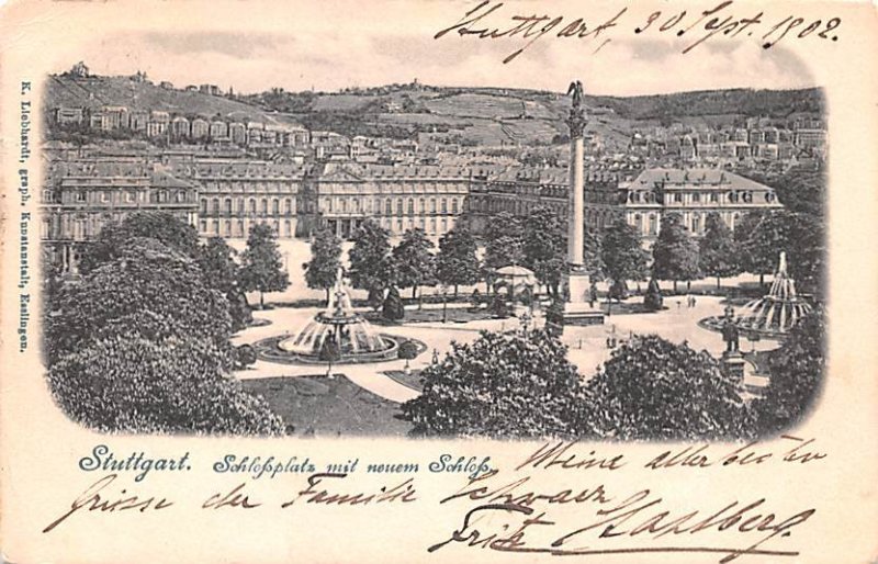 Schlofspaltz mit neuem Schlofs Stuttgart Germany 1902 