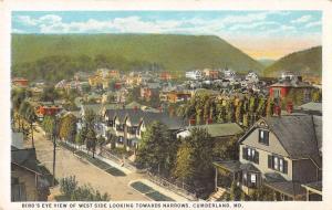 Cumberland Maryland birds eye view west side towards Narrows antique pc Y13381 