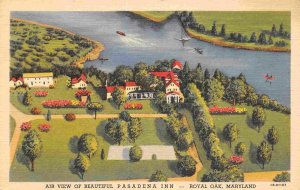 Pasadena Inn Aerial View Royal Oak Maryland linen postcard