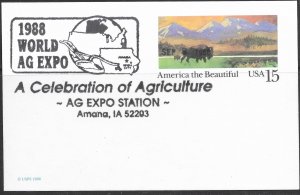 US Buffalo used.  UX120. 1988 World AG EXPO, Amana, Iowa. blank on reverse side.