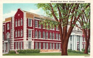 Vintage Postcard Marshall High School Building Landmark Marshall Michigan MI