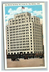 Vintage 1920's Postcard Des Moines Building 6th Locust Street Des Moines Iowa