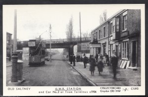 Cheshire Postcard - Old Saltney - G.W.R.Station& Car No.2 at Tram Terminus 5362