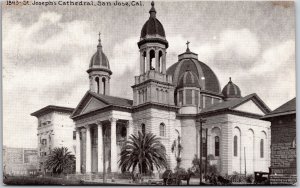 Saint Joseph's Cathedral San Jose California CA Antique Black & White Postcard