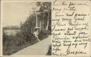 Rangeley ME Woman & Boardwalk 1905 Amateur Real Photo Postcard