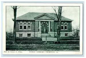 c1910's View Of Public Library Chariton Iowa IA Unposted Antique Postcard 