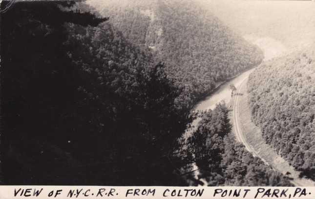 RPPC View of New York Central Railroad - From Colton Point Park PA, Pennsylvania