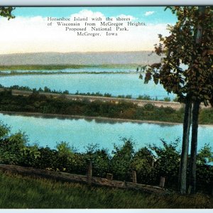 c1930s McGregor, IA Horseshoe Island PC Lovely Lady Lookout Heights Park A274