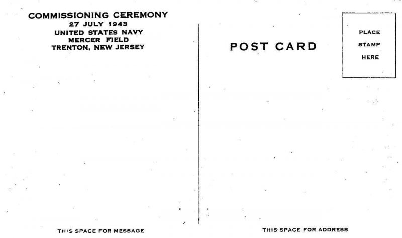 Trenton, New Jersey NJ  COMMISSIONING CEREMONY  Navy~Mercer Field  1943 Postcard