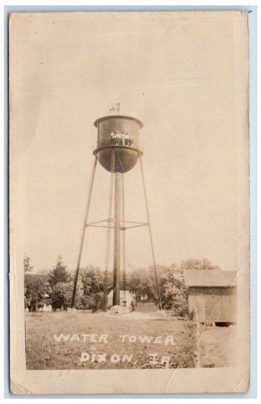 1922 View Of Water Tower And Houses Dixon Iowa IA RPPC Photo Vintage Postcard