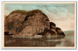 c1940's Cape Trinity Towering Monarch Near Tadousac Canada Hand Colored Postcard 