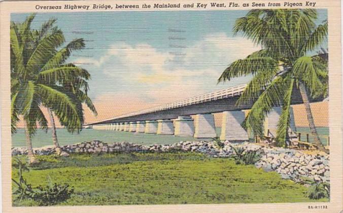 Florida Keys Overseas Highway Bridge At Pigeon Key 1941 Curteich