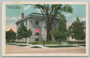 Peru Indiana~Carnegie Library~1920s Postcard