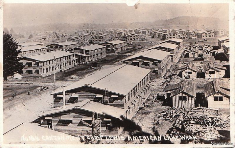 Postcard RPPC Cantonment Camp Lewis American Lake WA