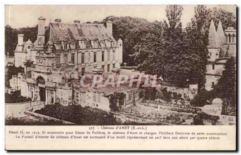 Chateau d & # 39Anet Old Postcard (Diane de Poitiers Henry II)