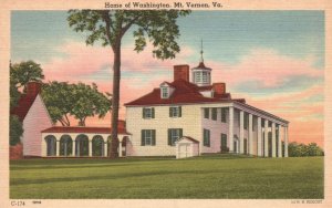 Vintage Postcard 1930's Home Of Washington Mount Vernon Virginia VA