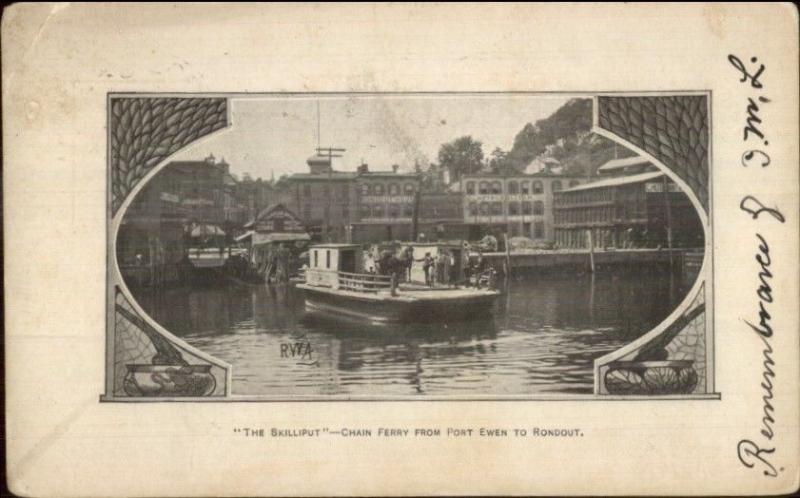 Chain Ferry From Port Ewen to Rondout NY c1905 Postcard