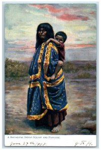 1908 A Havasupai Indian Squaw And Papoose Oilette Tuck's Posted Antique Postcard