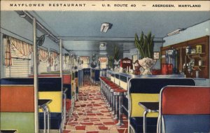 Aberdeen MD Mayflower Restaurant COLORFUL LINEN Postcard
