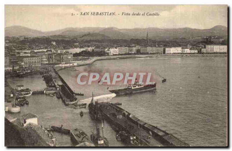 Old Postcard Spain Espana Spain San Sebastian el Castillo Vista