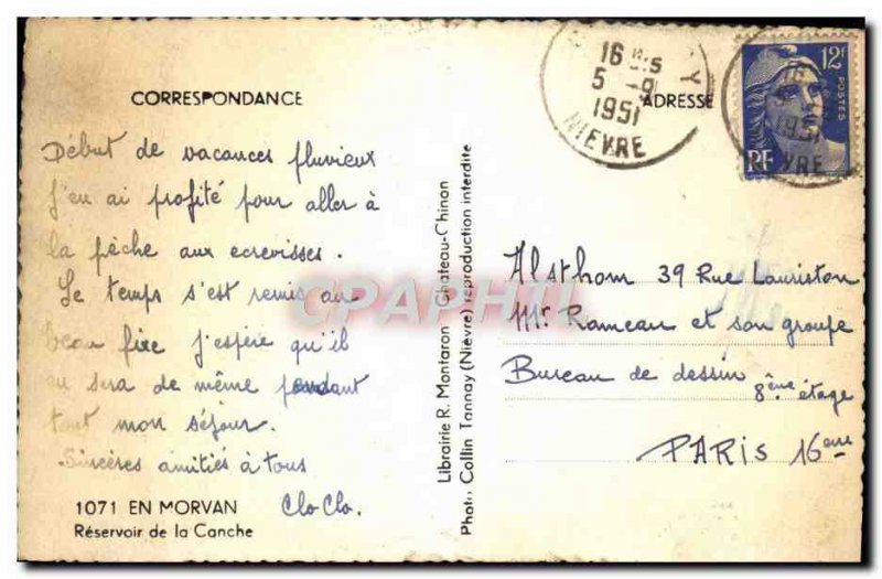 Postcard Modern Morvan Reservoir Canche