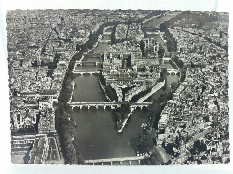 Vintage Rp Postcard Aerial View of 1950s Paris Real Photo !