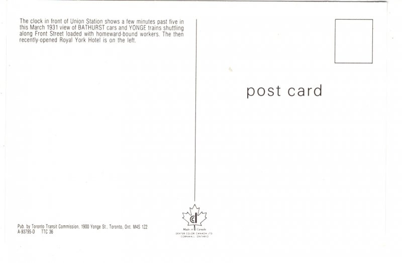 Front Street, Toronto, Ontario, 1931 Scene,