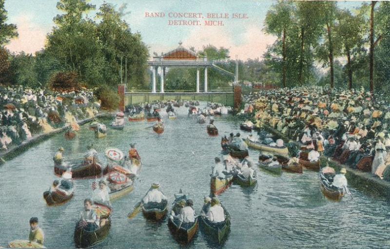 Canoes at Band Concert - Belle Isle, Detroit MI, Michigan - DB