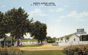 Napoleon Ohio 1940-50s Postcard Arrow Gable Motel Henry County