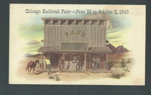 1949 Post Card Chicago IL Railroad Fair Sponsored By Continental Ill NATL Bank