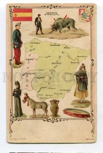 3056093 SPAIN & Portugal MAP Vintage lithograph PC