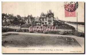 Old Postcard Deauville sea Beach Promenade villa Perla