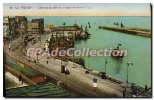 Postcard Old Treport the port Entree and Quai Francois I