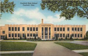 Linen Postcard; Canfield High School, Canfield OH Mahoning County Unposted