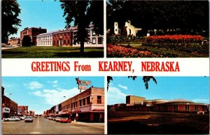 Vtg Greetings from Kearney Nebraska NB Multiview Main Street Chrome Postcard