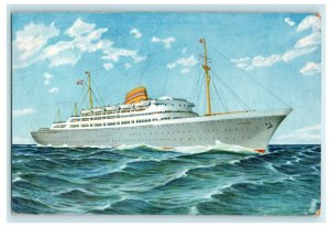 1952 MS Oslofjord Norwegian Line Bergen Ship Posted Vintage Postcard 