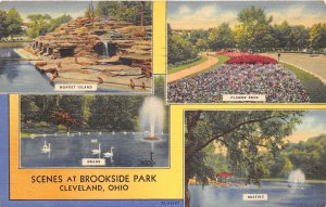 Cleveland Ohio 1938 Postcard Scenes At Brookside Park Monkey Island Boating