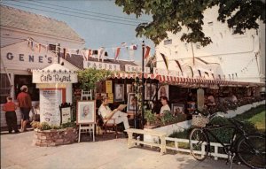 Provincetown MA Sidewalk Caf� Cape Cod 1950s-60s Vintage Postcard