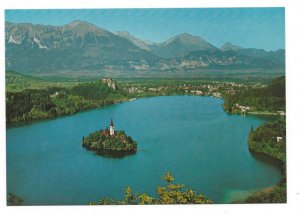 Slovenia Yugoslavia Aerial View Lake Bled Island Julian Alps ZGP 4X6 Postcard