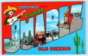 Large Letter Chrome JUAREZ, Mexico c1960s Petley Studios Postcard