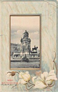 WIEN VIENNA AUSTRIA~MARIA THERESIAN MONUMENT-ORNATE FLOWER BORDER-1904 POSTCARD