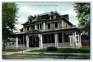 c1910's View Of Elk's Club House Sioux City Iowa IA Unposted Antique Postcard