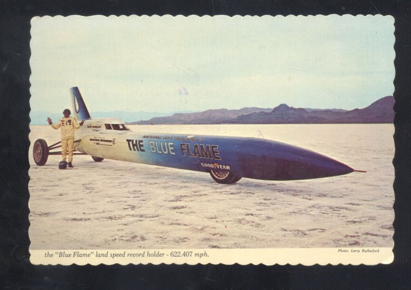 BONNEVILLE SALT FLATS UTAH THE BLUE FLAME WORLD'S FASTEST RACE CAR POSTCARD