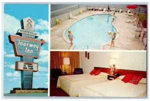 Tourway Inn Hotel Swimming Pool Bedroom Huntsville Alabama AL Multiview Postcard