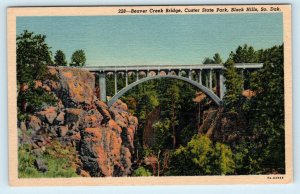 CUSTER STATE PARK, SD ~ BEAVER CREEK BRIDGE c1940s Fall River County Postcard