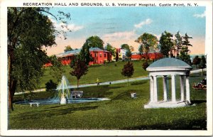 Recreation Hall Grounds US Veteran's Hospital Castle Point New York Postcard