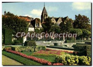 Modern Postcard Vierzon Cher Public Garden and Notre Dame church