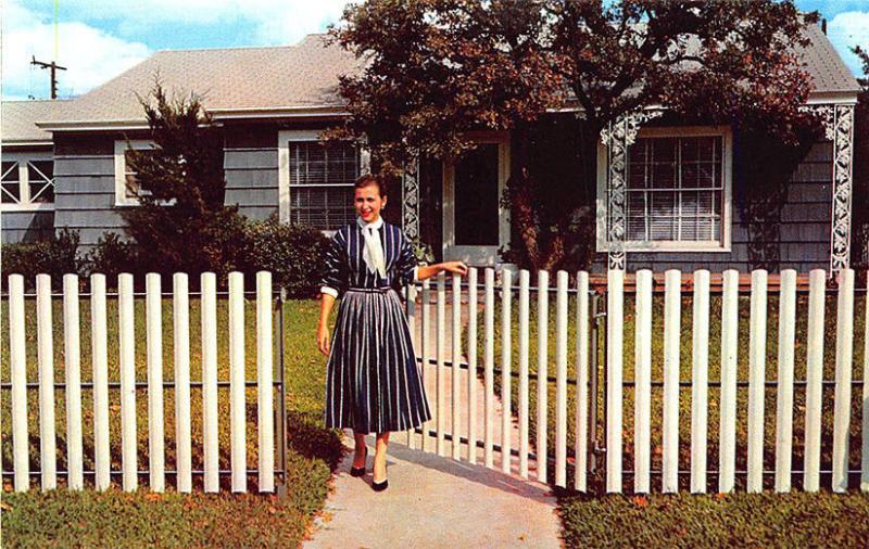 Panel - Vent Fence 1950's Dress Advertising Beautiful New Fence Postcard