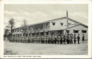 Postcard MA Ayer First Arrivals Camp Devens Soldiers Military WWI 1918 H19